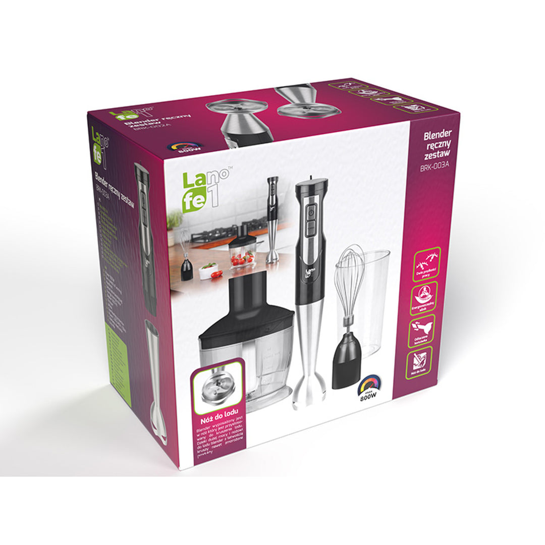Frullatore a mano Lafe, 800 W, tazza da 600 ml, funzione Turbo, BRK-003A