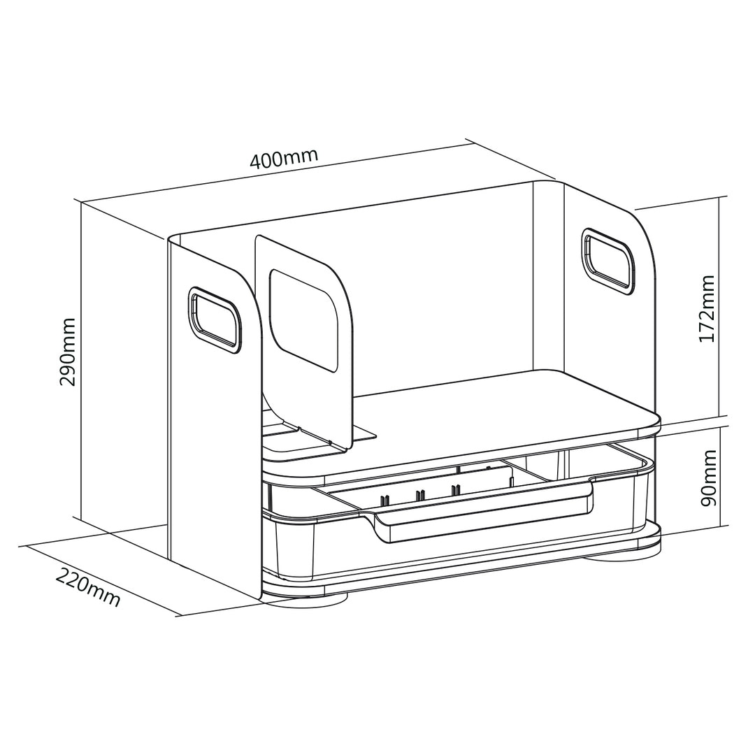 Organizzatore da tavolo con cassetto Ergo Office, bianco, max. 10 kg, ER-440 + Organizzatore da tavolo per utensili ER-442