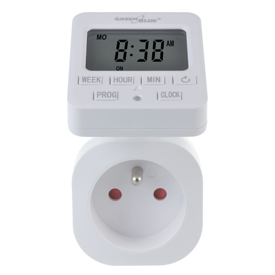 Interruttore orario digitale GreenBlue - timer, carico massimo 16A, IP20, GB605 E, 2 pezzi