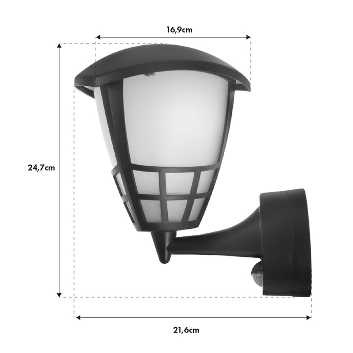 Lampada a parete 1xE27 con sensore Maclean, sensore a infrarossi, carico massimo 60W, IP65, nero, MCE518 B + lampadina a filamento LED E27, 6W 230V Maclean Energy MCE267 WW bianco caldo 3000Klm 720lm retro edison decorativo