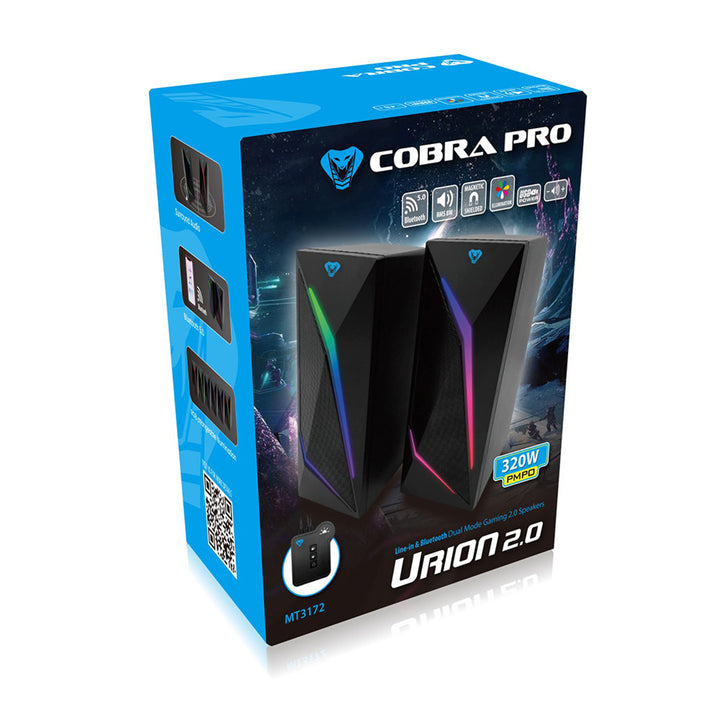 Altoparlanti da gioco 2.0 con Bluetooth, retroilluminazione LED RGB colorata Media-Tech COBRA PRO URION 2.0 MT3172