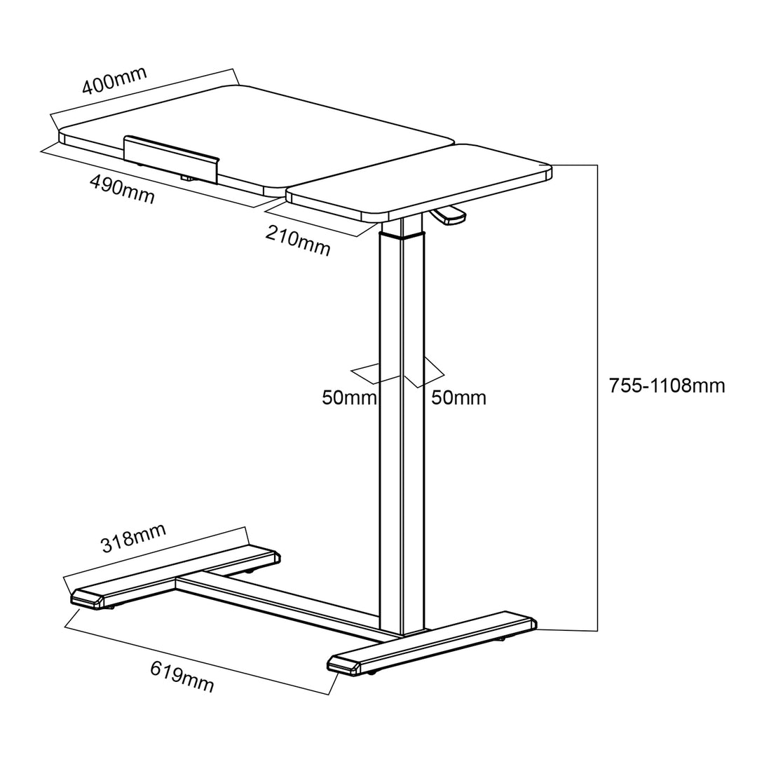 Supporto mobile per scrivania/laptop Maclean, bianco, altezza regolabile 76-109 cm, max. 30 kg , MC-120 W