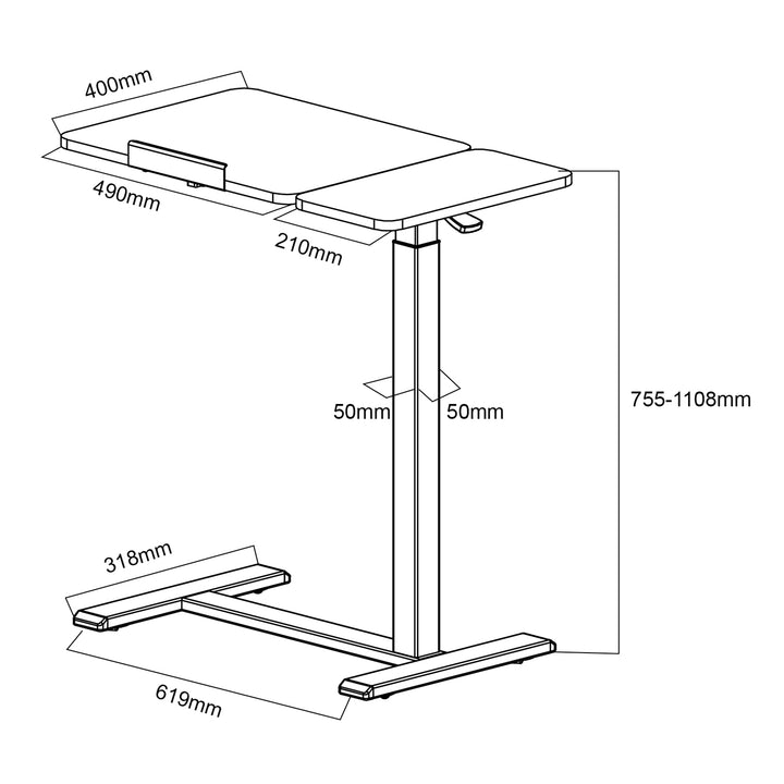 Supporto mobile per scrivania/laptop Maclean, bianco, altezza regolabile 76-109 cm, max. 30 kg , MC-120 W