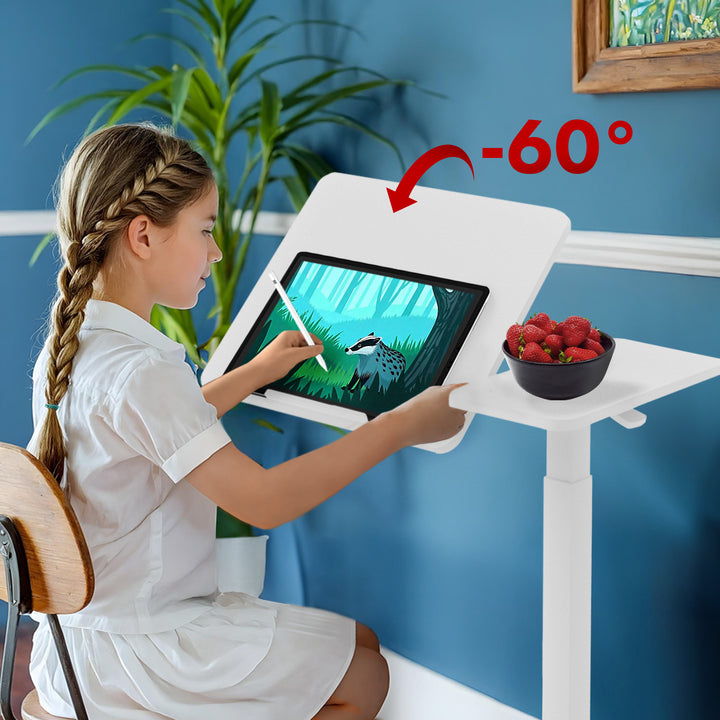 Supporto mobile per scrivania/laptop Maclean, bianco, altezza regolabile 76-109 cm, max. 30 kg , MC-120 W
