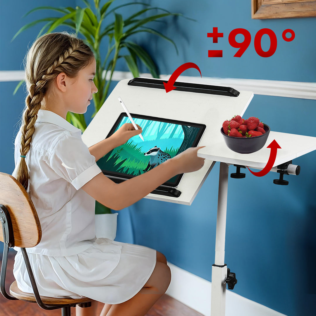 Supporto mobile per scrivania/laptop Maclean, bianco, regolabile in altezza 59-89 cm, max. 30 kg , MC-121 W