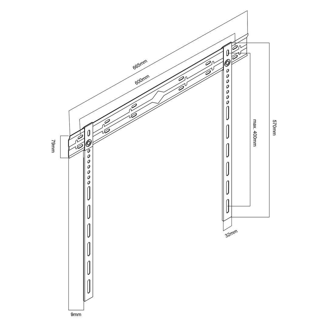Supporto a parete ultrapiatto Maclean per TV, 40-85", max VESA 600x400, carico fino a 80 kg, MC-123