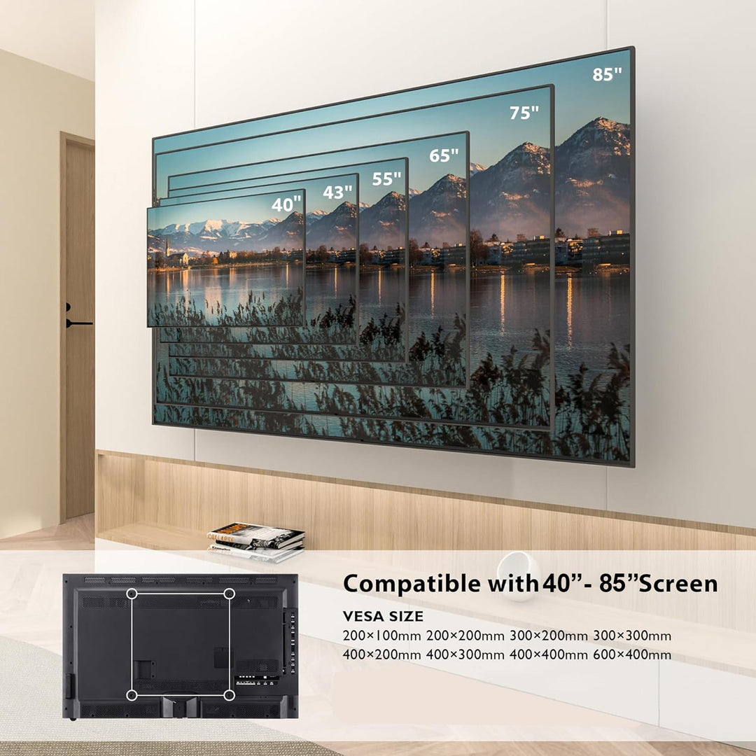 Supporto a parete ultrapiatto Maclean per TV, 40-85", max VESA 600x400, carico fino a 80 kg, MC-123