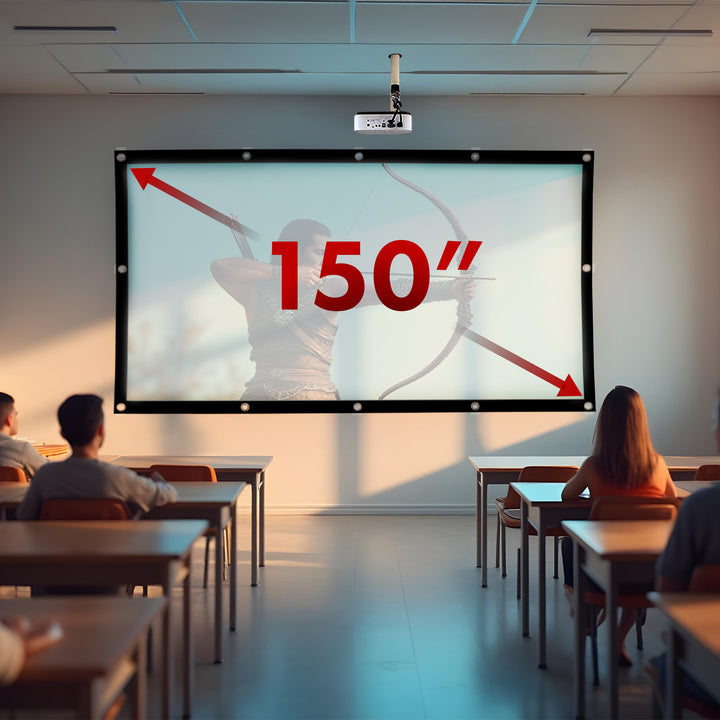 Schermo di proiezione Maclean, 150", 330x187cm, bordo 25mm 16:9, ganci di tensione, MC-167
