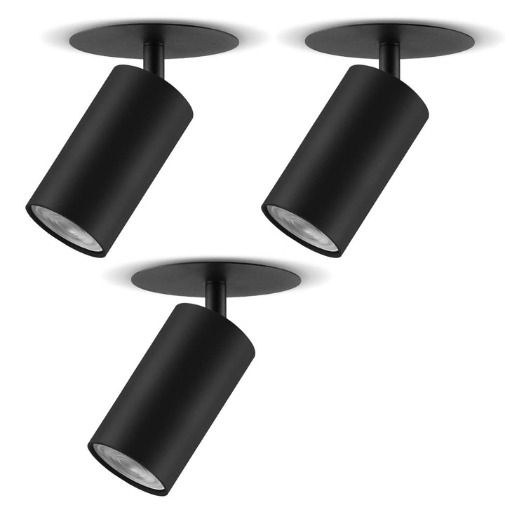 Maclean apparecchio da incasso/tubo, spot, rotondo, alluminio, GU10, 55x130mm, colore nero, MCE364 B 3pz+ Lampadina LED GU10 7W Maclean Energy MCE437 WW bianco caldo 3000K, 220-240V~, 50/60Hz 3pz