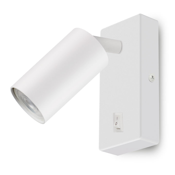 Lampada da parete/apparecchio Maclean, spot, rotondo, GU10, con interruttore 55x90mm, bianco, MCE369 W+LED lampadina GU10 7W Maclean Energy MCE437 WW bianco caldo 3000K, 220-240V~, 50/60Hz, 490lm