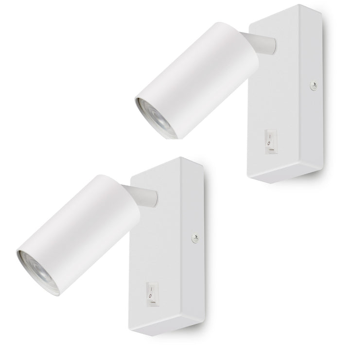 Lampada da parete / applique Maclean, spot, rotonda, GU10, con interruttore 55x90mm, bianco, MCE369 W 2pz+ Lampadina LED GU10 7W Maclean Energy MCE437 WW bianco caldo 3000K, 220-240V~, 50/60Hz, 2pz