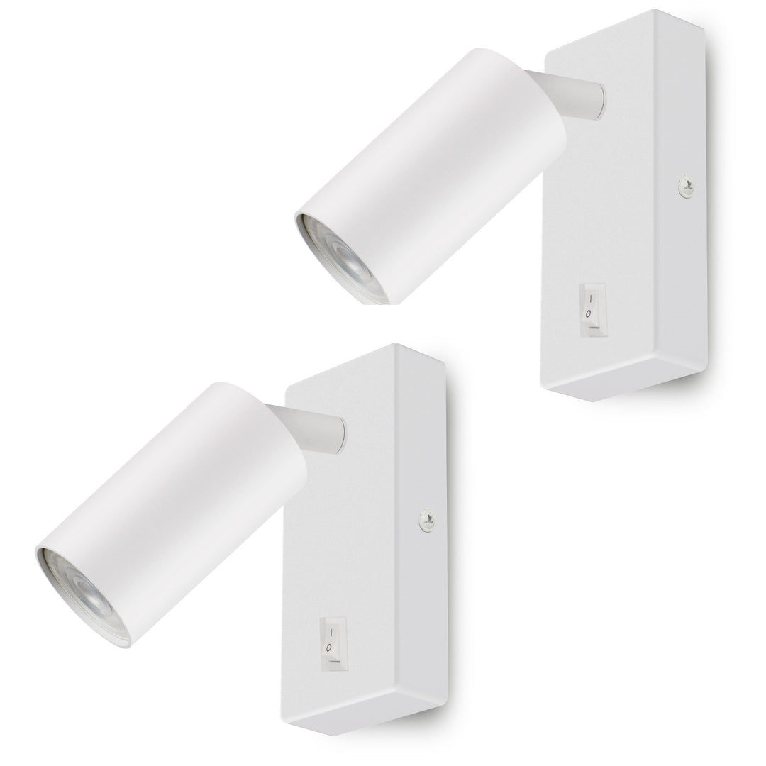 Lampada a parete Maclean, spot, rotonda, GU10, con interruttore 55x90mm, bianco, MCE369 W 2pz+ Lampadina LED GU10 7W Maclean Energy MCE437 NW bianco neutro 4000K, 220-240V~, 50/60Hz 2pz