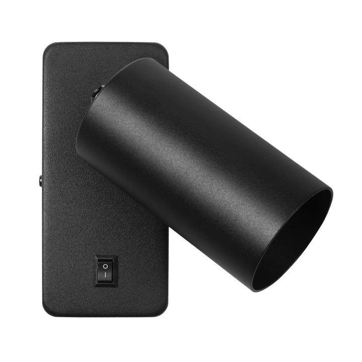 Lampada da parete / applique Maclean, spot, rotonda, GU10, con interruttore 55x90mm, colore nero, MCE369 B+ Lampadina LED GU10 7W Maclean Energy MCE437 WW bianco caldo 3000K, 220-240V~, 50/60Hz, 490 lumen