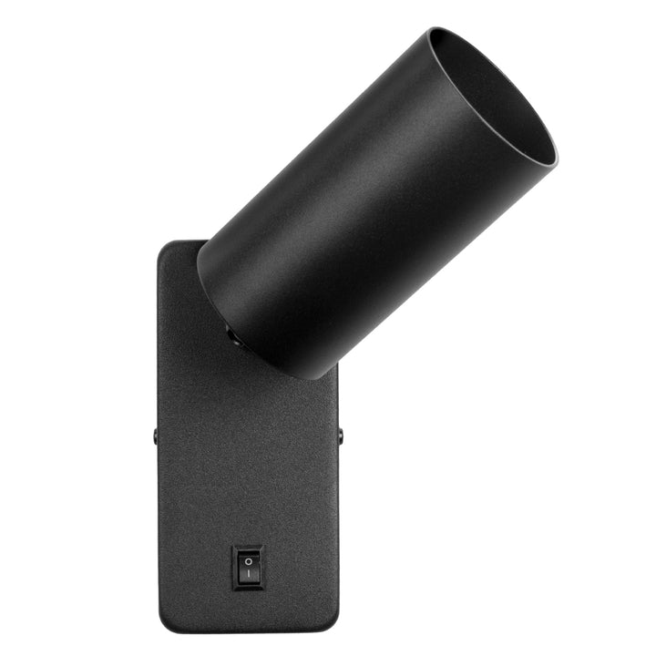 Lampada da parete / applique Maclean, spot, rotonda, GU10, con interruttore 55x90mm, colore nero, MCE369 B+ Lampadina LED GU10 7W Maclean Energy MCE437 WW bianco caldo 3000K, 220-240V~, 50/60Hz, 490 lumen