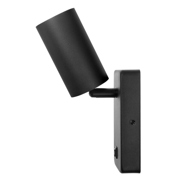 Lampada da parete / applique Maclean, spot, rotonda, GU10, con interruttore 55x90mm, colore nero, MCE369 B+ Lampadina LED GU10 7W Maclean Energy MCE437 WW bianco caldo 3000K, 220-240V~, 50/60Hz, 490 lumen