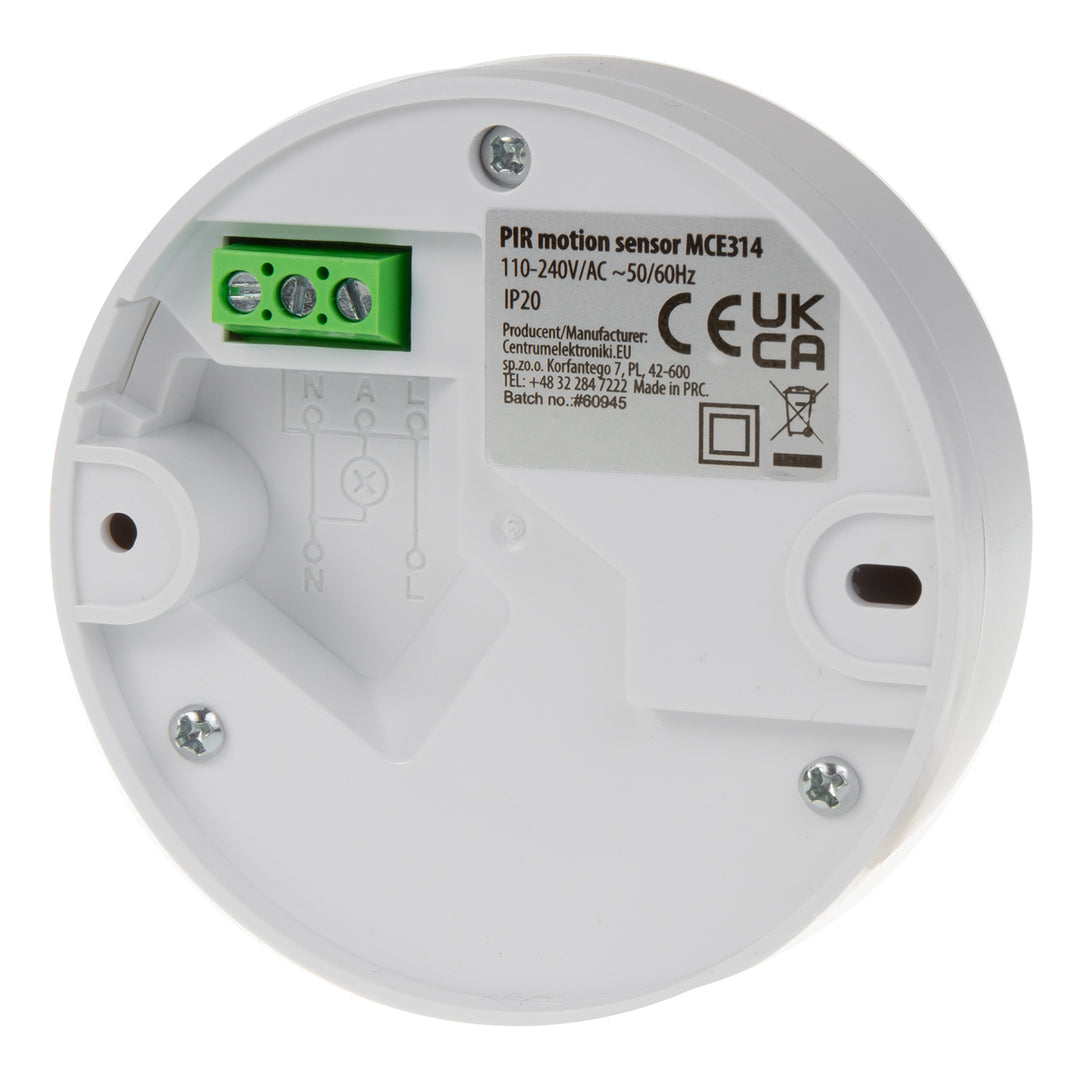 Rilevatore di movimento Maclean PIR, portata 6m, soffitto, carico massimo 1200W, IP20, MCE314 W 4 pezzi