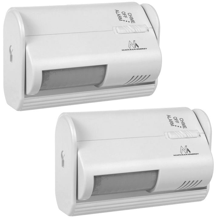 Dispositivo di segnalazione d'ingresso senza fili Maclean, sensore PIR, portata 8 m, alimentato da una batteria da 9 V CC, volume superiore a 70 dB, MCE311 W, 2 pezzi