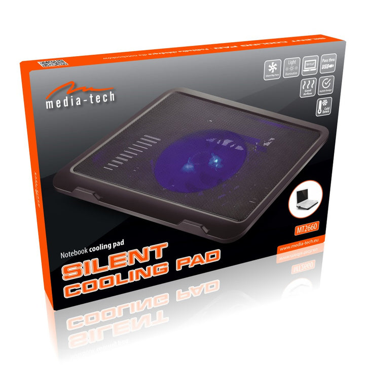 PAD DI RAFFREDDAMENTO SILENZIOSO - Pad di raffreddamento per computer portatili da 15,6" e più piccoli, silenzioso, potente, ventole da 13,5 cm, porta USB pass-through