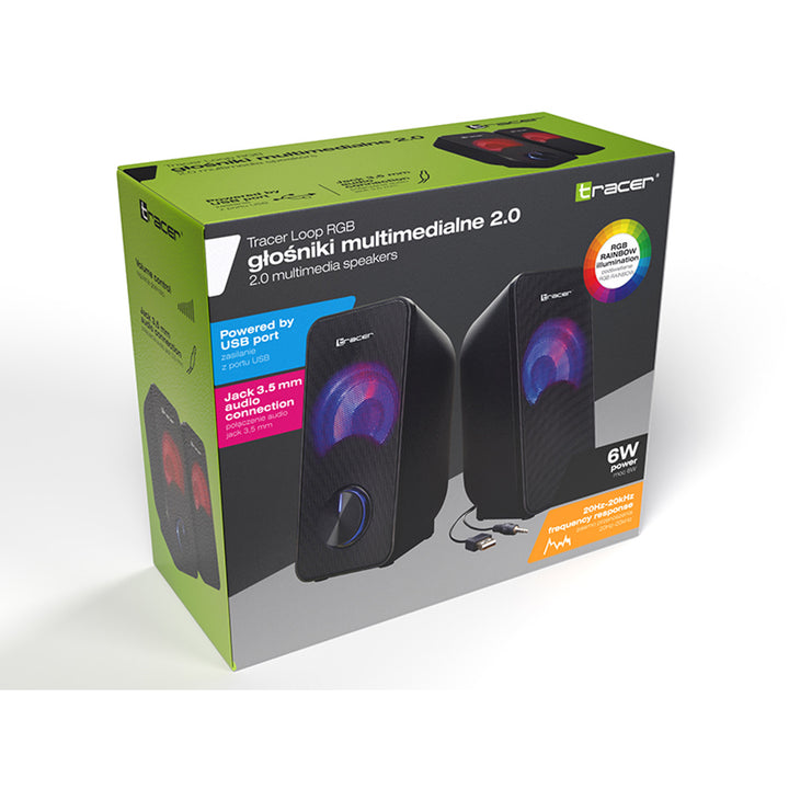 Altoparlanti Tracer, retroilluminazione RGB, 6 W RMS, alimentazione USB, Loop