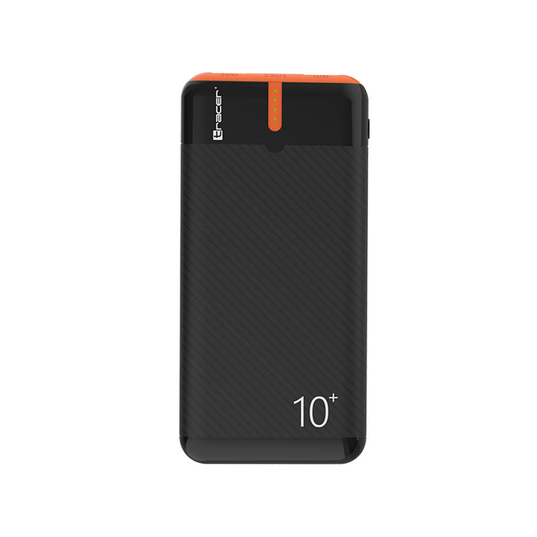 Tracer Powerbank, 10000 mAh, nero e arancione, USB C, 2A, EnerGo