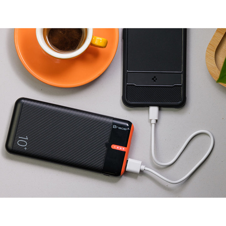 Tracer Powerbank, 10000 mAh, nero e arancione, USB C, 2A, EnerGo