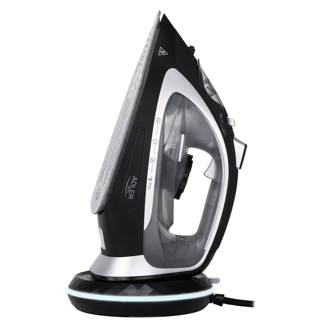 Ferro da stiro a vapore senza filo Adler, piastra in ceramica, 2800W, AD 5043