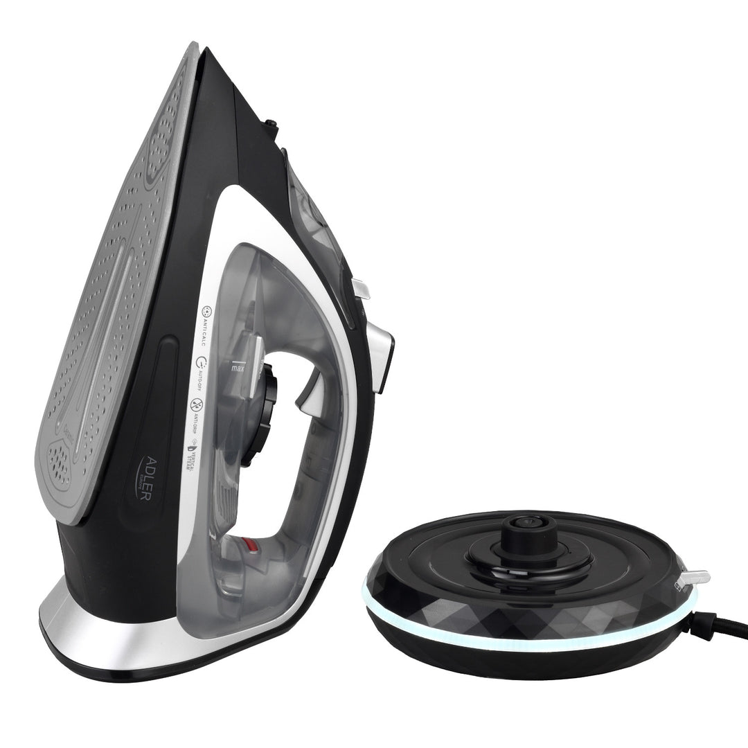 Ferro da stiro a vapore senza filo Adler, piastra in ceramica, 2800W, AD 5043