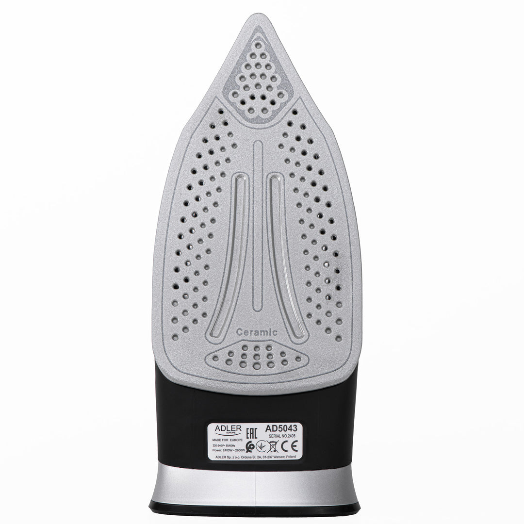 Ferro da stiro a vapore senza filo Adler, piastra in ceramica, 2800W, AD 5043