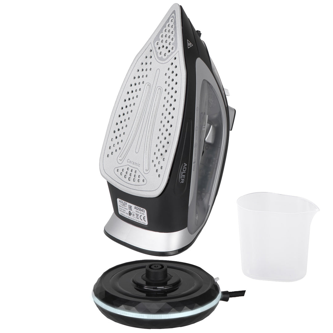 Ferro da stiro a vapore senza filo Adler, piastra in ceramica, 2800W, AD 5043