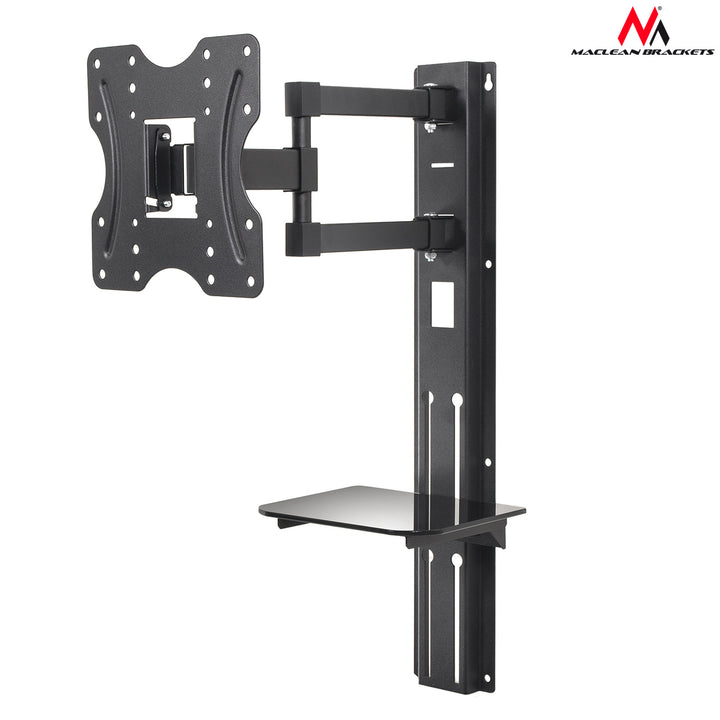 Porta TV con ripiano per DVD Maclean, vesa 200x200 , 23"-42", 30kg, MC-771+HDMI 2.0 4K 3D UHD 1,8m CAVO 48 bit