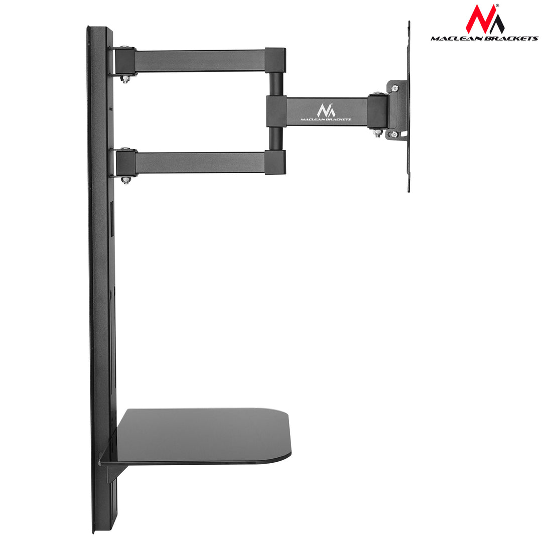 Porta TV con ripiano per DVD Maclean, vesa 200x200 , 23"-42", 30kg, MC-771+HDMI 2.0 4K 3D UHD 1,8m CAVO 48 bit