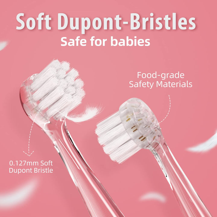 Spazzolino sonico per bambini SEAGO, colore rosa, 1xAA 1,5V (non incluso), 4 punte, SG-513 Pink + Set di spazzolini di ricambio per SG-513, SG-977 SEAGO, 4 pezzi, colore trasparente, SG-513 Refill
