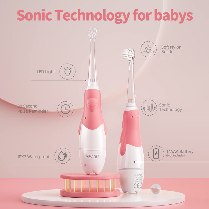 Spazzolino sonico per bambini SEAGO, rosa, 4 punte, SG-513 Rosa + Spazzolino sonico per bambini SEAGO, blu, 4 punte, SG-513