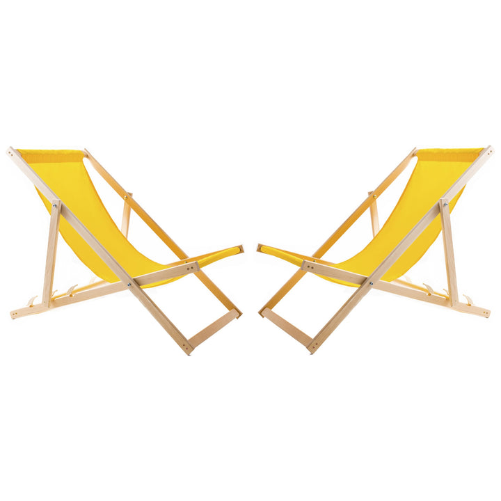 Set di 2 sedie da spiaggia, + tavolino in legno, colore giallo Woodok
