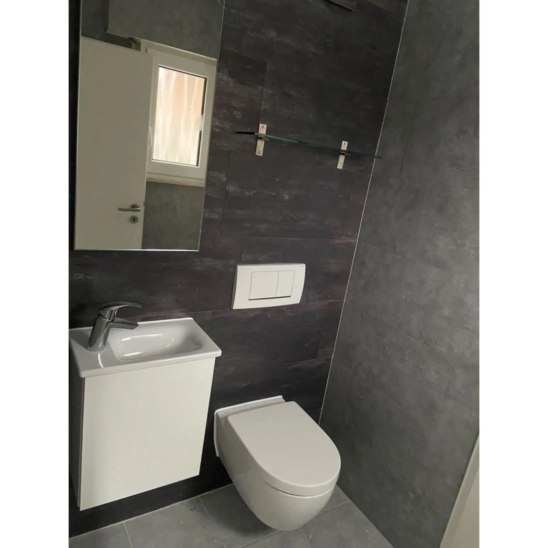 Piastrelle autoadesive per pareti e pavimenti Fliesana, set di 3, impermeabili, design in pietra naturale, colore nero