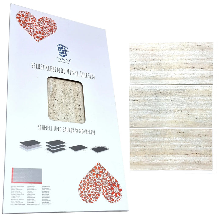 Piastrelle autoadesive per pareti e pavimenti Fliesana, set di 3, impermeabili, design in pietra naturale