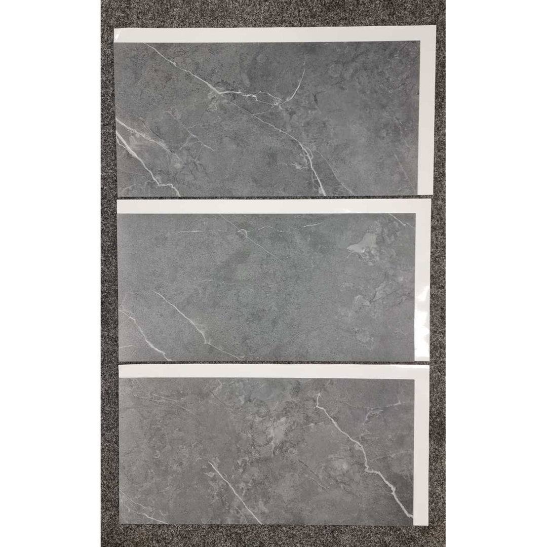 Piastrelle autoadesive per pareti e pavimenti Fliesana, set di 3, impermeabili, design in pietra naturale, colore grigio scuro