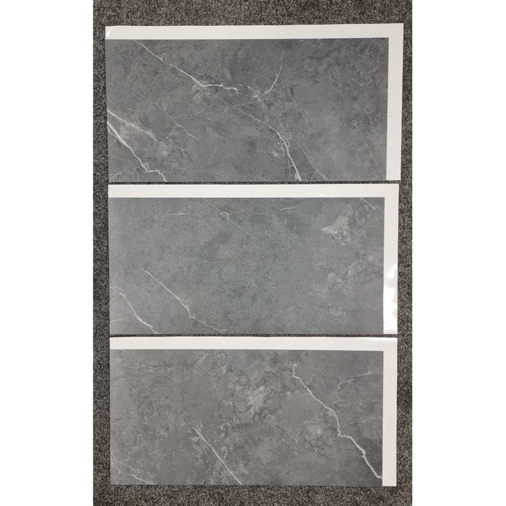 Piastrelle autoadesive per pareti e pavimenti Fliesana, set di 3, impermeabili, design in pietra naturale, colore grigio scuro