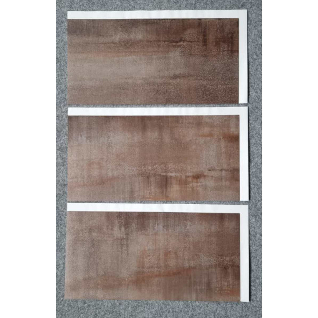 Piastrelle autoadesive per pareti e pavimenti Fliesana, set di 3, impermeabili, design in pietra naturale, color ruggine