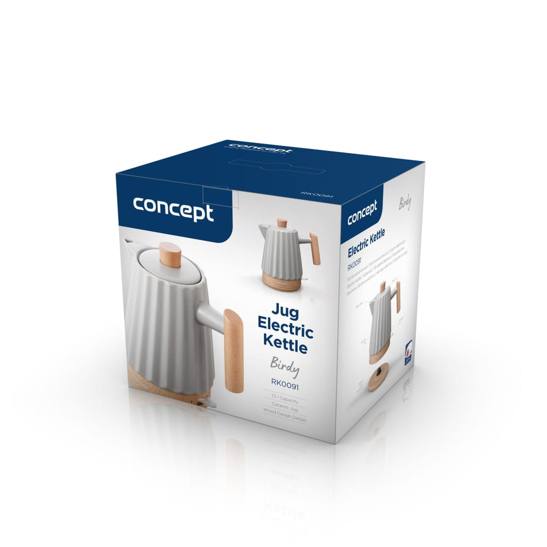 Bollitore elettrico Concept, ceramica, 1500W, 1,5L, grigio chiaro, RK0091