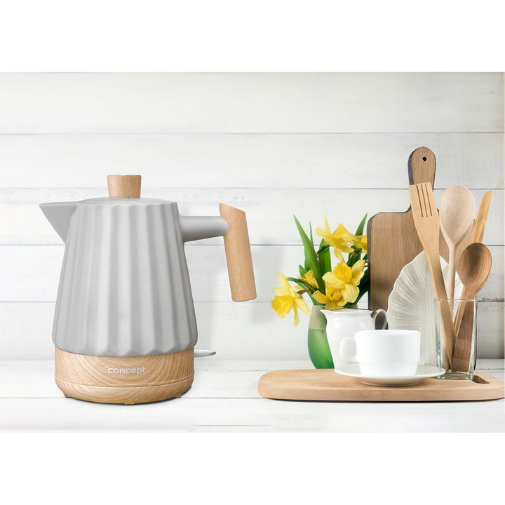 Bollitore elettrico Concept, ceramica, 1500W, 1,5L, grigio chiaro, RK0091