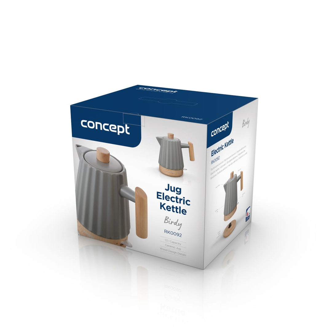 Bollitore elettrico Concept, ceramica, 1500W, 1,5L, grigio scuro, RK0092