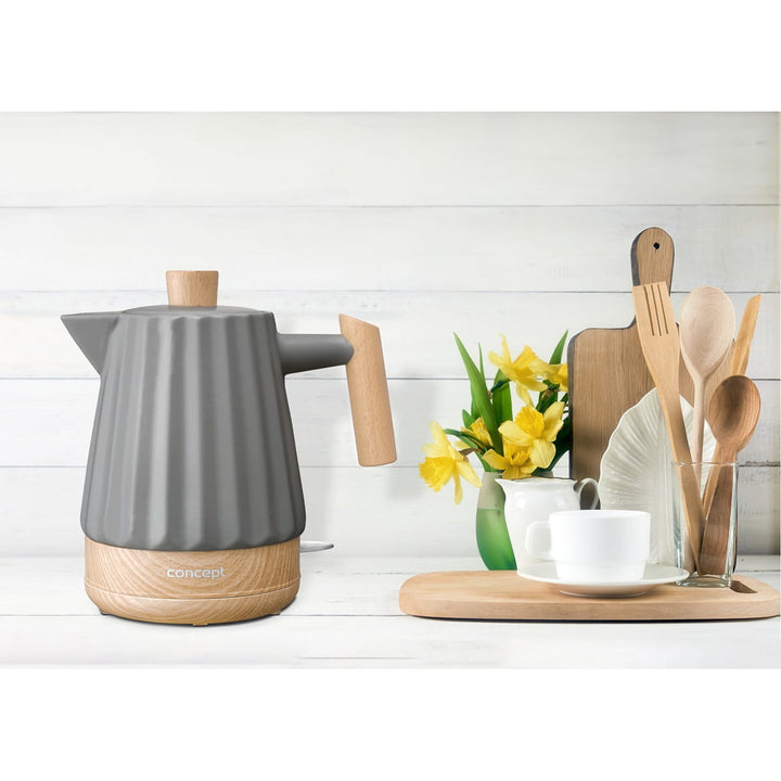 Bollitore elettrico Concept, ceramica, 1500W, 1,5L, grigio scuro, RK0092