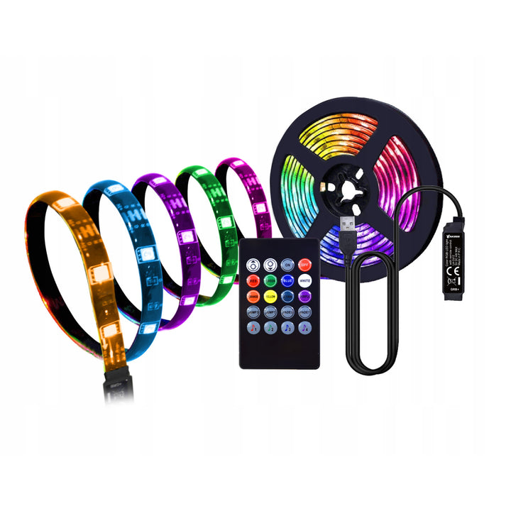 Striscia LED RGB di Vakoss, per l'illuminazione della TV, con controllo audio, telecomando, LA-C612