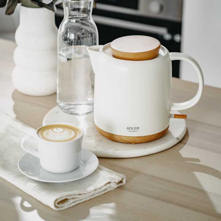 Bollitore elettrico in ceramica 1.0L, 1200W, ecru, Adler AD 1304