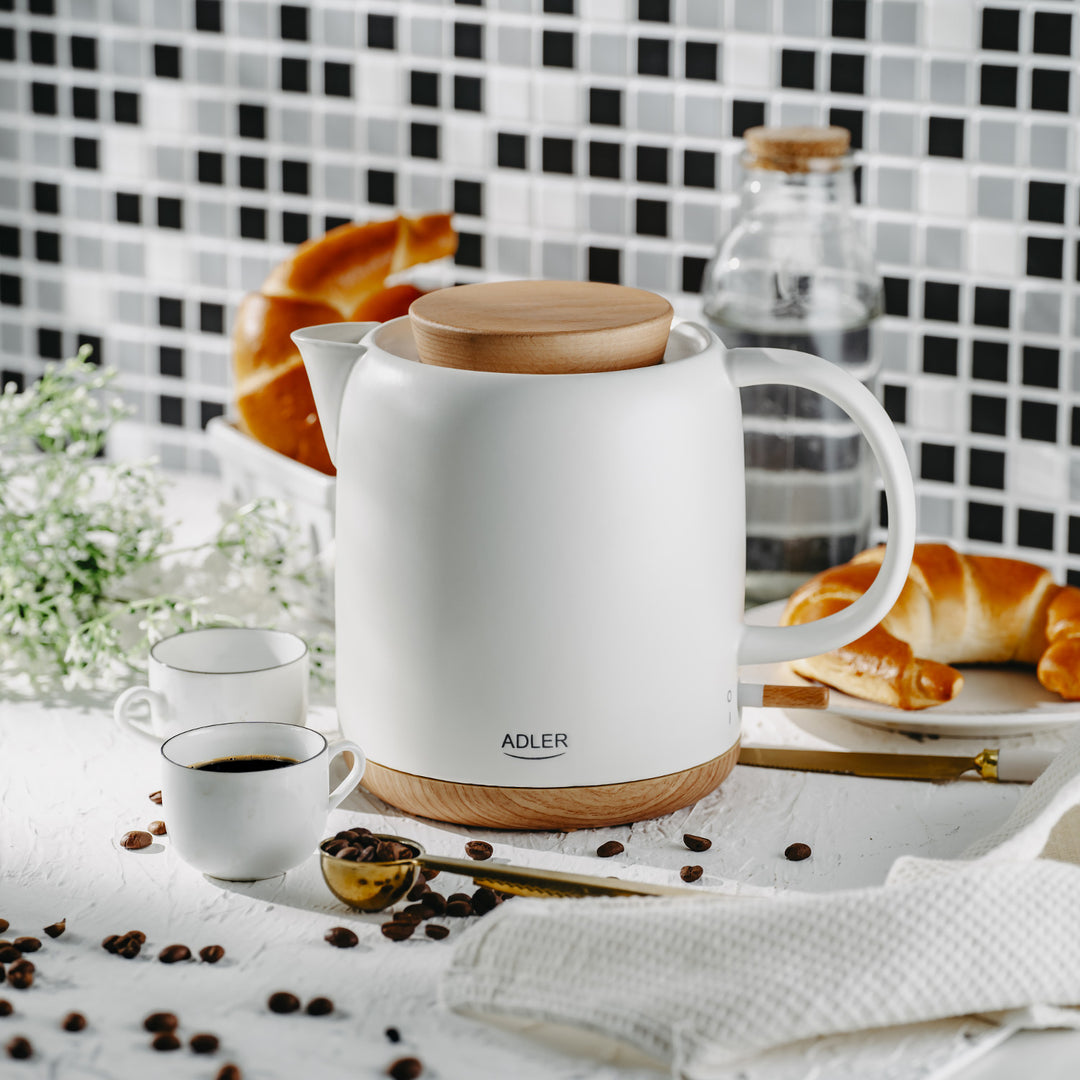 Bollitore elettrico in ceramica 1.0L, 1200W, ecru, Adler AD 1304