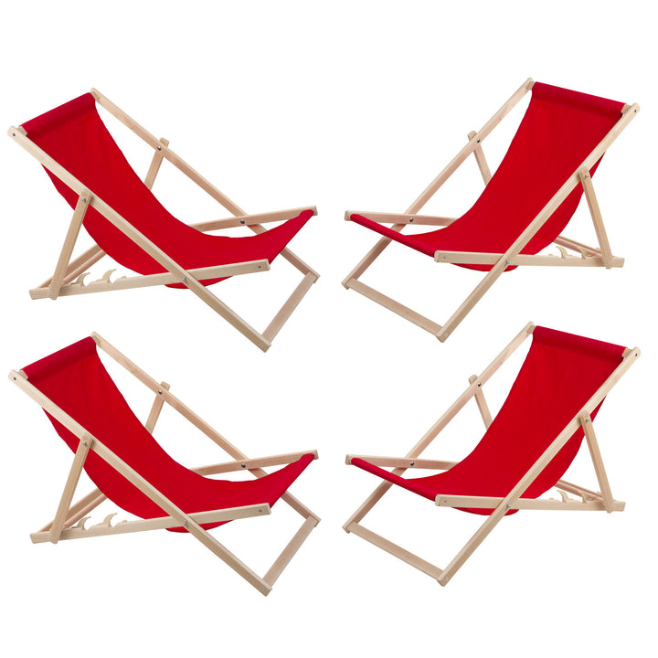 Set di quattro sedie a sdraio, rosso, Woodok, assemblato