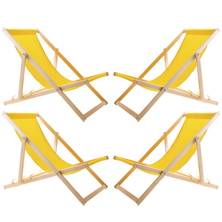 Set di quattro sedie a sdraio, giallo, Woodok, assemblate