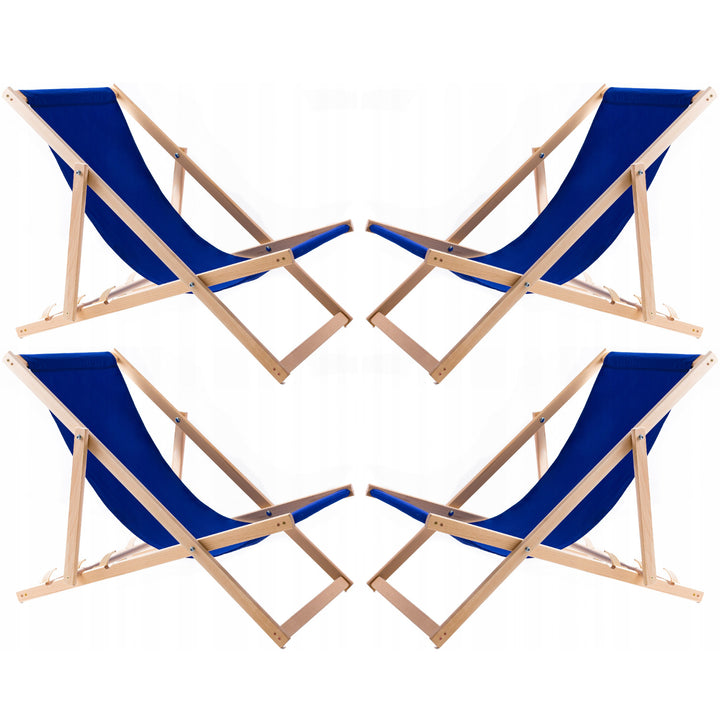 Set di quattro sedie a sdraio, blu, Woodok, assemblate
