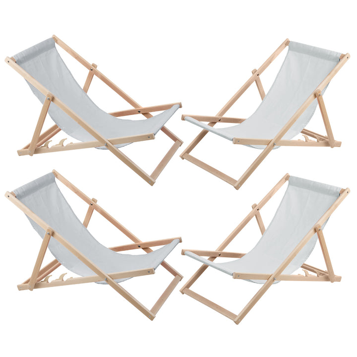 Set di quattro sedie a sdraio, frassino chiaro, Woodok, assemblate